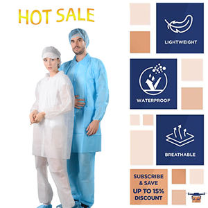 लंबी आस्तीन गैर बुना हुआ गाउन सूट पीपी एसएमएस कपड़े डिस्पोजेबल सांस लैब कोट - Product Image 2