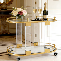 Chariot de bar mobile en acrylique transparent de luxe moderne au design personnalisé pour bar à domicile et chariot d'hôtel