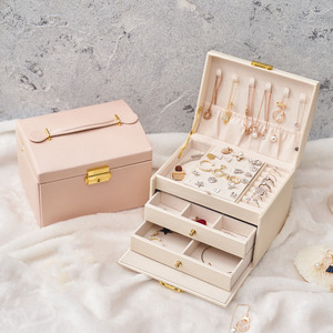 <b>Jewelry</b> Display Case Portable <b>Jewelry</b> Storage Box Layer With Drawer Case <b>Jewelry</b> Carry Case - Product Image 3