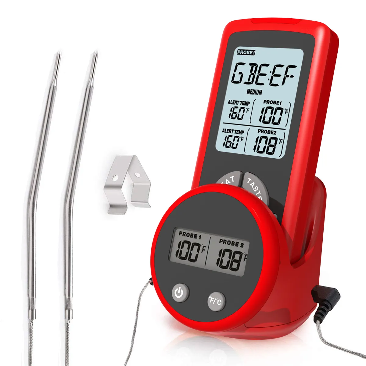Hot Selling Wireless Cooking Meat Thermometer Digital Food Thermometer with Timer, Alarm Temperature, Dual Probes