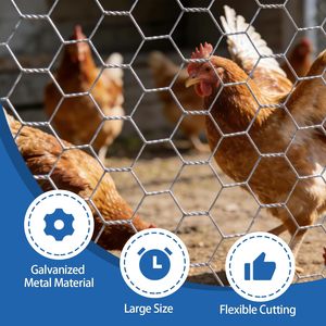 WFLNHB Hexagonal Chicken <b>Wire</b> Poultry Netting Galvanized <b>Mesh</b> 6Feet x 50Feet Garden Fence Barrier Roll - Product Image 4