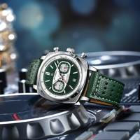 Montre à quartz Poedagar 838 pour homme, bracelet en cuir de luxe, carrée, multifonctionnelle, chronographe, lumineuse, étanche