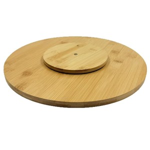 Bandeja giratoria redonda de bambú para almacenamiento de condimentos en la cocina, fácil de limpiar, sin acabado, tipo pedestal - Product Image 2