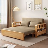 Sofá Cama Convertible Minimalista Moderno, Sofá de Madera Maciza de Doble Propósito, Multifuncional para Sala de Estar, Dormitorio, Universal