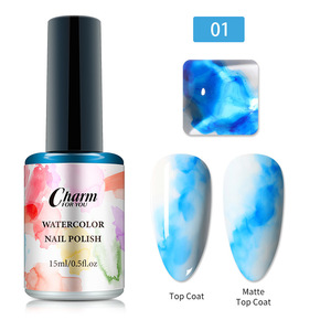 ยาทาเล็บเจลยูวีแบบญี่ปุ่น 12 สี ไล่เฉดสีแบบสีน้ำ ลายหินอ่อน ลายหมึกเหลว ลายควัน ใช้กับหลอดไฟ LED ขนาด 15 มล. - Product Image 6