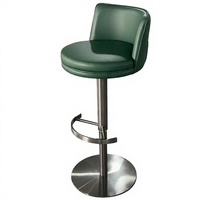 Tabouret de bar Disen moderne, réglable, avec cadre stable en acier inoxydable, accoudoir articulé, tissu en velours de luxe, design antique, pour bar