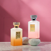 Flacon de parfum vide en verre carré plat rose et noir de luxe 50ml 100ml pour femme, flacon de parfum givré avec bouchon en zamac