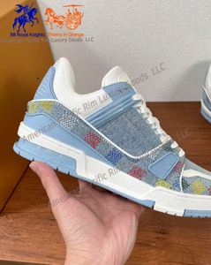 Zapatillas Deportivas Casuales de Diseño de Lujo para Hombre, Color Azul Denim, Cuero Suave, con Cordones, para Baloncesto, Tenis, Deportes, Caminar, Moda - Product Image 4