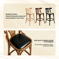 Chaise de bar pivotante créative de style industriel américain rétro, en bois courbé de noyer, chaise haute de bar, chaise pivotante pour comptoir