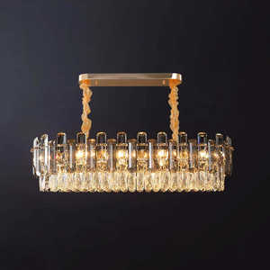 Lustre Led en Cristal de Luxe Moderne K9 Suspension Rectangulaire avec Réglage de la Hauteur pour Salle à Manger Lampe de Taille Moyenne - Product Image 3