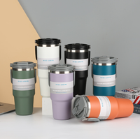 Penjualan Terbaik 2025 20oz dinding ganda baja tahan karat Tumbler vakum terisolasi cangkir Mug termos perjalanan dengan pegangan besar dan tutup