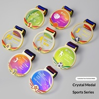 Médaille de récompense en verre cristal personnalisée pour les compétitions sportives des étudiants : basketball, football, marathon, plaque d'honneur