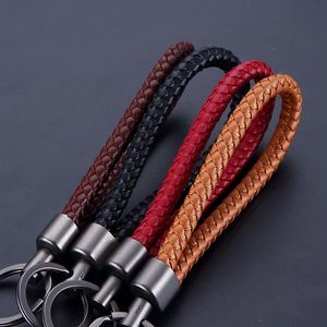 <b>Key</b> <b>Chain</b> Retro Simple Hand Woven Buckle Metal Car Men and Women Household Anti Loss Hardware Buckle Accessories Leather Rope - Product Image 1