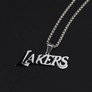 2020 सरल 18k सोना मढ़वाया स्टेनलेस स्टील लेकर्स पत्र लटकन श्रृंखला हार - Product Image 3