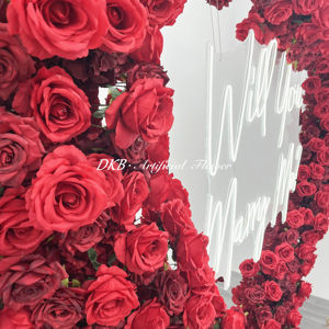 DKB ดอกไม้ประดิษฐ์ดอกกุหลาบผ้าไหมสีแดงรูปหัวใจซุ้มแต่งงานดอกไม้ประดิษฐ์ทำจากผ้าไหมสีแดง - Product Image 3