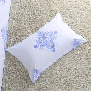 Set di Biancheria da Letto in Raso di Cotone 100%, Lussuoso Completo Stampato Blu Sogno con <span class=keywords><strong>Lenzuola</strong></span>/Copripiumini/Federe, Alta Qualità e Buona Traspirabilità - Product Image 6