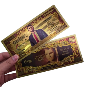 Colección de Billetes de Dólar Estadounidenses de Charlie Kirk Goold 1993-2025, Impresos en Lámina Dorada Plástica, 15.4x6.5cm, Doble Cara, para Regalos y Recuerdos - Product Image 3
