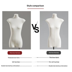 Manichino Mezzo Busto Femminile con <span class=keywords><strong>Corpo</strong></span> Piatto per Vetrine, Espositore da Tavolo in Materiale PE - Product Image 3
