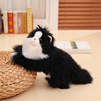 Peluche chat noir super douce, simulation réaliste, pour enfants, jouet en peluche chat, poupée chat couchée, personnalisable