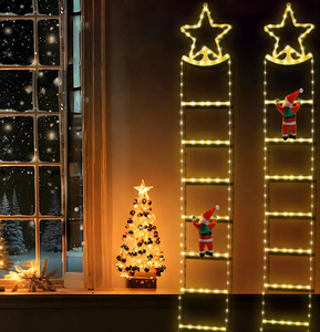 סנטה לטפס הוביל תלייה סולם אורות כוכב שלג פתית עמיד למים חיצונית חג המולד עץ חג המולד - Product Image 3