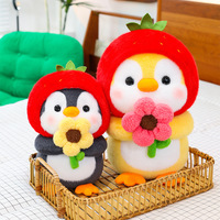 Aardbeienhoed Pinguïn Pluche Speelgoed Schattig Knuffeltje Bloem PP Katoen Gevuld Maten 20-80cm voor 14+ Jaar Groothandel Cadeau Assortimenten