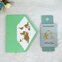 Passeport vert fantaisie inviter des cartes de mariage feuille d'or carte d'embarquement passeport faire-part de mariage avec enveloppe et avion en or
