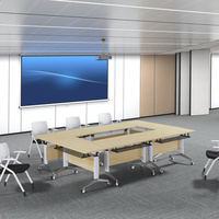Tables de conférence pliantes mobiles, combinaison de bureaux et chaises de formation, tables et chaises longues à roulettes pour bureaux.