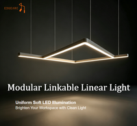 OEPE Suspension LED Linéaire Moderne Noire IP44 220V avec Interrupteur, Abat-jour en Aluminium et Plastique, pour Installation en Projets Scolaires, Bureaux et Salles à Manger