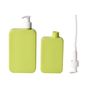 Custom Logo Green Square Thick Shampoo Pump Bottle 90ml 240ml 450ml Cosmetic Lotion Flat Square Plastic Bottle