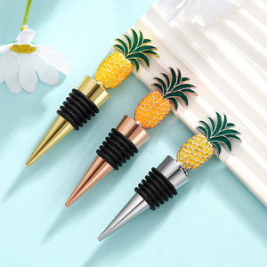 Pineapple Wine <b>Stopper</b> Gold Silver Rose Gold Zinc Alloy Sealing <b>Bottle</b> <b>Stopper</b> For Wine Preservation - Product Image 2