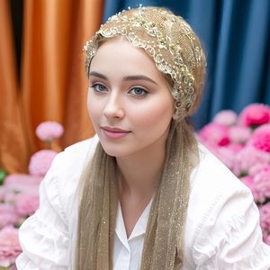 Wholesale custom hair accessories, autumn polyester fitted <b>hats</b>, beanie cute headscarves, Muslim beaded soft women's headscarves - Product Image 1