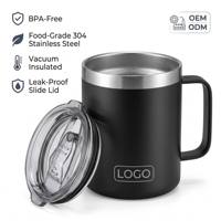 Mug à café en acier inoxydable 12 oz avec logo personnalisé, double paroi isolée sous vide, gobelet de voyage avec poignée, cadeau d'affaires OEM