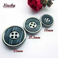 Kancing Plastik Resin Elektroplated 4 Lubang 18mm 21.5mm 25mm, Dapat Dicuci, Warna Abu-abu, Untuk Jaket Mantel, Ukuran Kecil, Siap Kirim
