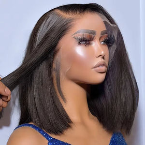 Parrucca Bob Brasiliana con Pizzo HD Trasparente 250% Pre-Pizzicata, Indossabile Senza Colla, 13x4, Capelli Umani Lisci, Parrucca Frontale in Pizzo - Product Image 1