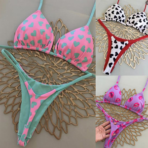 Nouveau maillot de bain bikini sexy à bretelles fines, couleur unie, dos nu, logo personnalisé, 2 pièces, pour femmes, plage, 2025 - Product Image 4