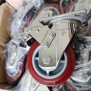 Schwerlast 4'' 5'' 6'' 8'' Anti-Rost Edelstahl 304 Drehplatte Inox-Rahmen-Rolle mit PU-Nylonkautschukrädern 100-200 mm - Product Image 3