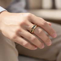 Bagues de luxe en carbure de tungstène martelé plaqué or 8 mm avec incrustation de feuille d'or météorite pour homme et femme, bague de fiançailles, alliance, cadeau