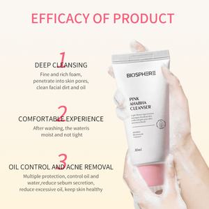 New Formula Acne Treatment Vegan BHA AHA Private Label Hydrating Organic Face <b>Cleanser</b> Wash Gel Facial <b>Cleansers</b> for <b>Oily</b> <b>Skin</b> - Product Image 3