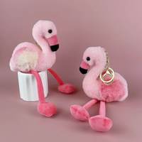 Porte-clés en peluche flamant rose lumineux, design anime, mignon oiseau en peluche, mini pendentif doux, accessoire de sac, souvenir
