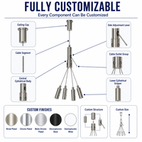 Kit de suspension de câbles réglable en hauteur, pince à câble à 4 voies en laiton et acier inoxydable pour éclairage de panneaux LED linéaires