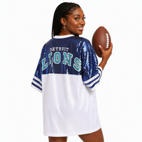 Maillot de football américain pour les Detroit Lions, robe en jersey à paillettes, t-shirt robe en jersey