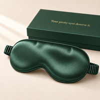 Ensemble de masques pour les yeux en soie de haute qualité avec impression numérique personnalisée pour les centres de spa et de bien-être, argent/champagne/bleu foncé