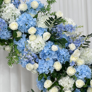 Le Lussuose Ortensie e Rose Artificiali in Seta <span class=keywords><strong>Blu</strong></span> e Bianca Sono la Scelta Perfetta per una Cerimonia Nuziale Romantica - Product Image 2