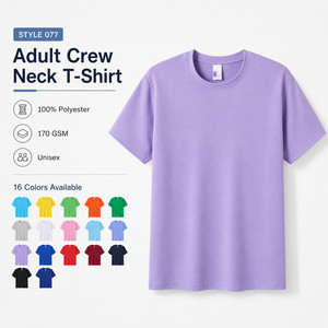 T-shirt vierge de haute qualité en gros, toucher coton doux, 100 % polyester, col rond uni, manches courtes, personnalisable avec logo - Product Image 1