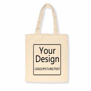 Bolsos de lona OEM para mujer con logotipo impreso personalizado, bolso de lona personalizado Diy, bolso de hombro de compras, bolso de lona resistente, liso en blanco - Product Image 1