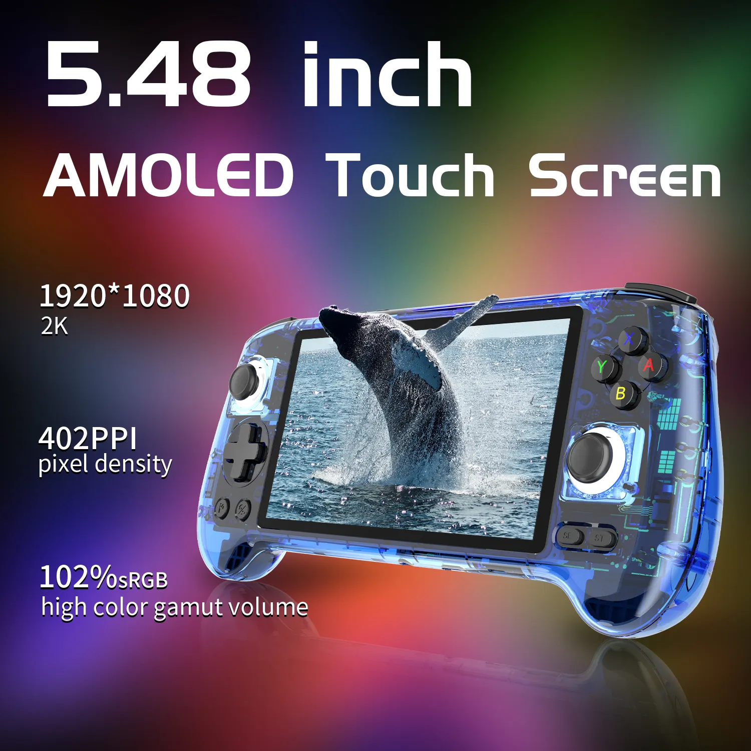 ANBERNIC RG556 nuova Console di gioco portatile retrò 5.48 pollici Touch Screen Android 5GWiFi,blu