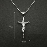 Collier pendentif croix de Jésus tendance en acier inoxydable DZ898 avec chaîne de 3 mm * 60 cm