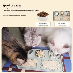 Tapis à lécher lent pour animaux de compagnie, en silicone de qualité alimentaire, rectangulaire, pour chat et chien, universel, multifonctionnel, compartimenté, antidérapant - Product Image 4