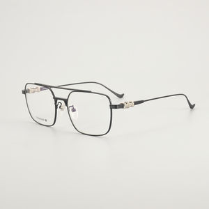 Haut de gamme hommes <span class=keywords><strong>Double</strong></span> faisceau titane lunettes rectangulaires mode ordinateur Anti-rayon bleu verre cadre luxe femmes titane lunettes - Product Image 1