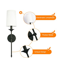 Lampe murale rétro américaine à télécommande rechargeable pour salle de bain, applique luminaire avec abat-jour en tissu, luminaires muraux pour télévision